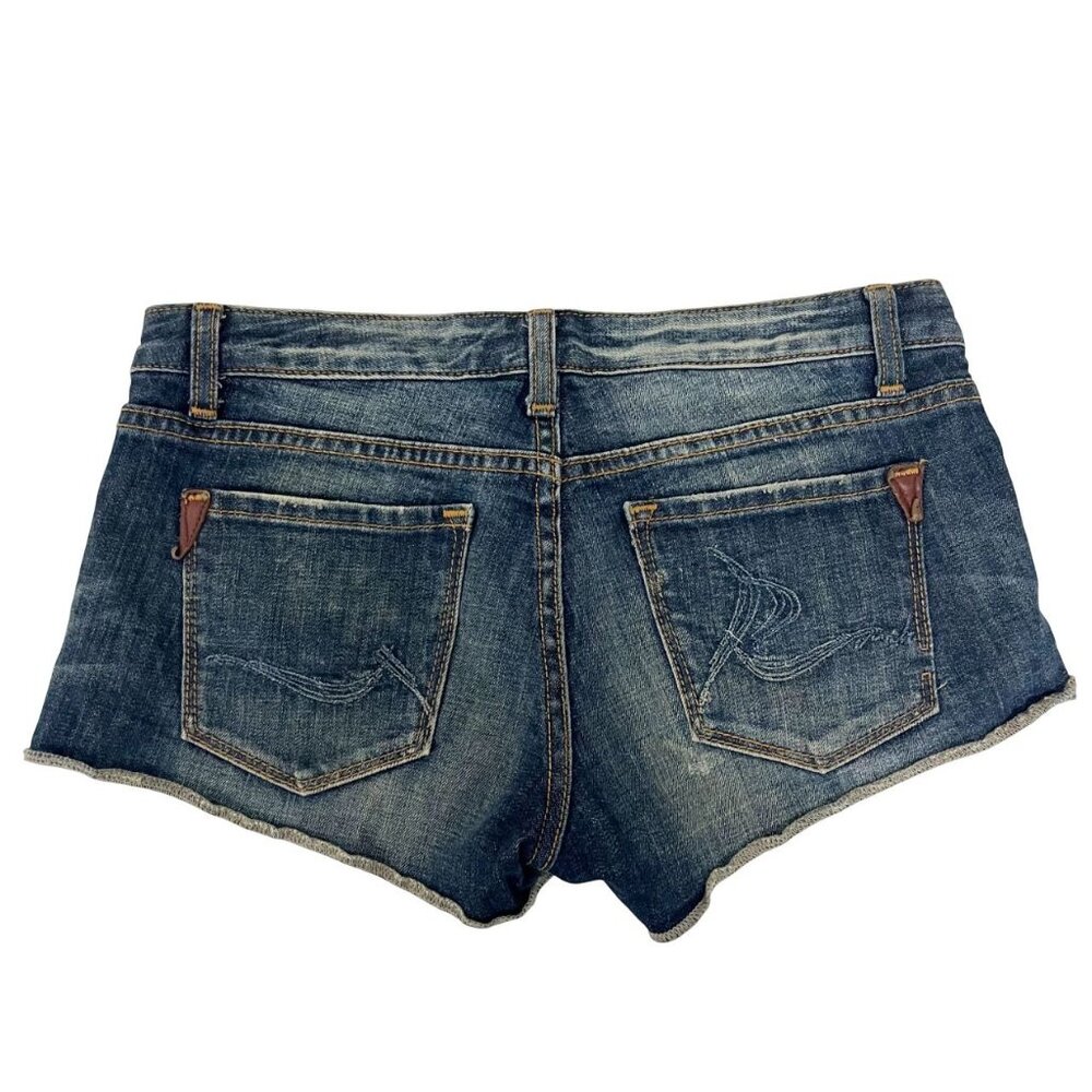 Vintage Express Rerock Low Rise Cut Off Distressed Shorts - Size 4 - Picture 2 of 8